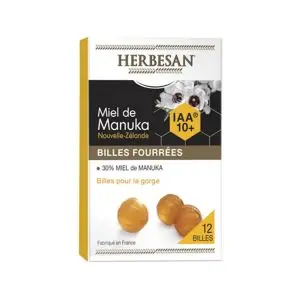 Superdiet Herbesan Miel de Manuka Billes Fourrées Pour La Gorge x12 - Pharmacie Agnès Praden à Alès