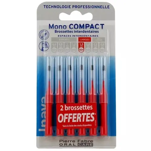 Inava Mono Compact Brossettes Interdentaires - 1,5 mm Rouge 4+2 Offertes - Pharmacie Agnès Praden à Alès