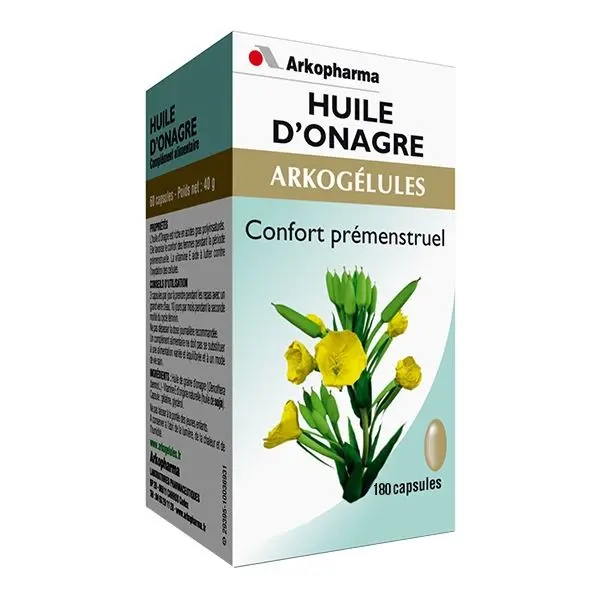 Arkopharma Arkogelules Huile d'Onagre 180 gélules - Pharmacie Agnès Praden à Alès