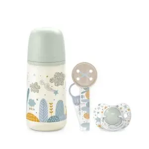 Suavinex Coffret Cadeau Biberon Sucette et Attache Sucette Dreams Bleu 270mL