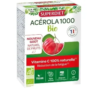 Superdiet Acérola Bio 1000 mg 24 Comprimés Sécables - Pharmacie Agnès Praden à Alès