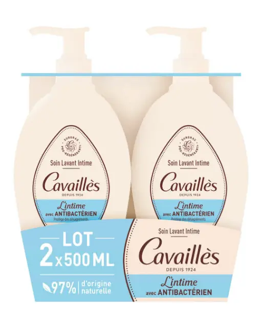 Cavailles Soin Lavant Intime Anti-bactérien 2 x 500 ml - Pharmacie Agnès Praden à Alès