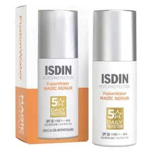 Isdin Solaires Fusion Water Magic Repair incolore SPF50 50Ml - Pharmacie Agnès Praden à Alès