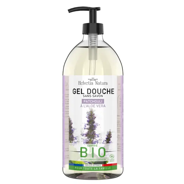 Helvetia Natura Gel Douche Patchouli à l'Aloe Vera 1L 