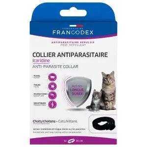Francodex Collier Antiparasitaire Icaridine 35 Cm Couleur Noir Pour Chats Et Chatons