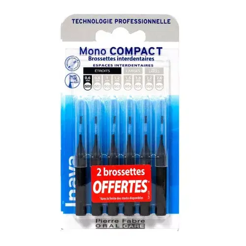 Inava Mono compact 6 brossettes interdentaires noir