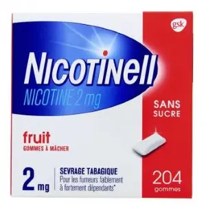 Nicotinell Gommes à Mâcher Fruit 2mg Sans Sucre 204 Gommes