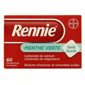 Bayer Rennie Menthe Verte 60 Comprimés à Croquer