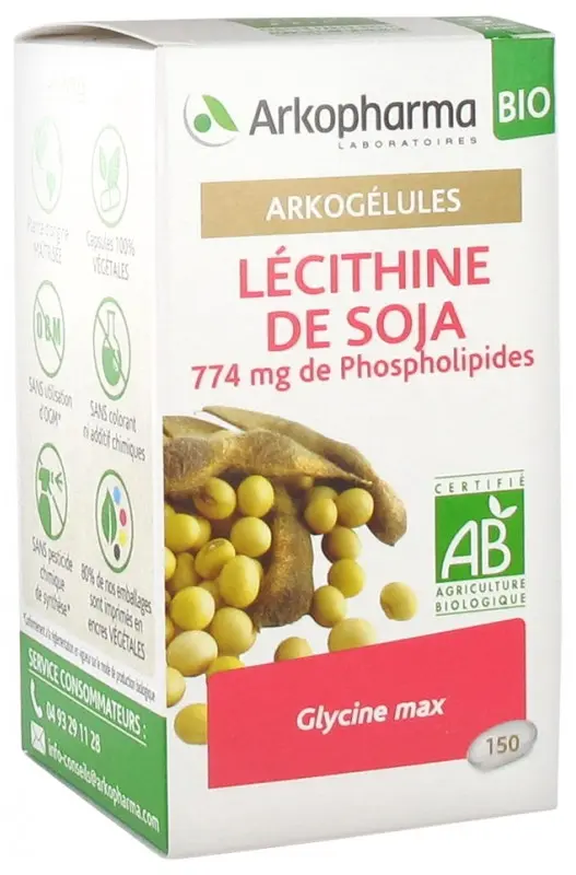 Arkopharma Arkogélules Lécithine de Soja 150 Capsules