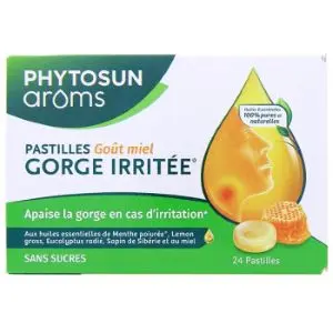 Phytosun Arôms Pastilles Goût Miel Gorge Irritée 24 Pastilles