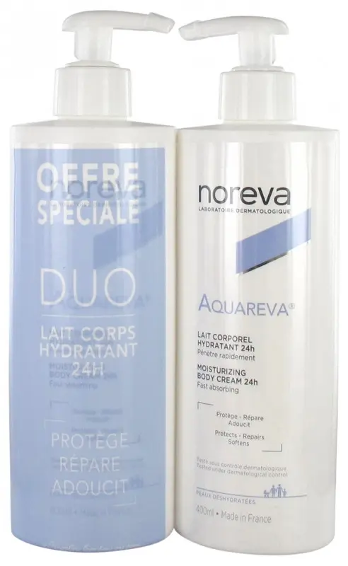 Noreva Aquareva Lait Corporel Hydratant 24H Lot de 2 x 400 ml