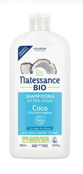Natessance Shampooing Extra Doux Coco Bio et Kératine Végétale 500 ml - Pharmacie Agnès Praden à Alès