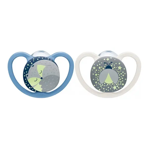 NUK Space Night 2 Sucettes Silicone 18-36 Mois