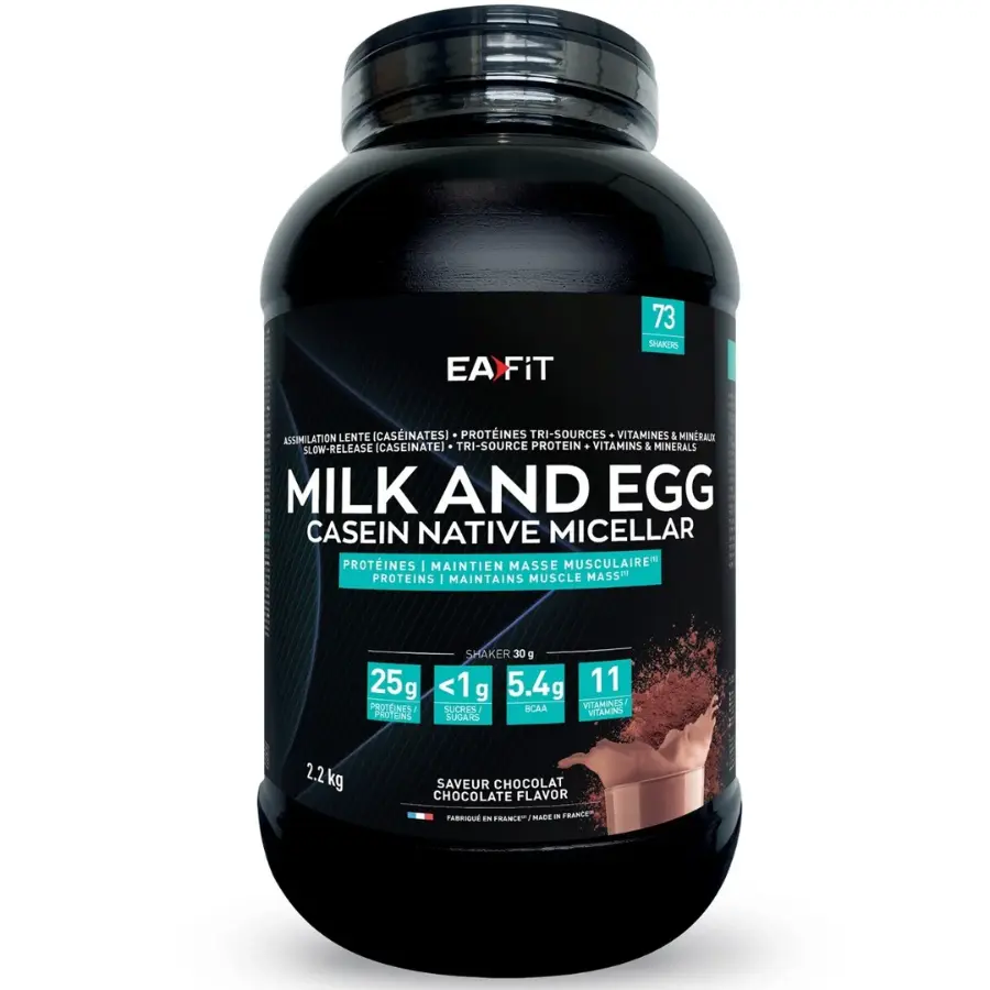 Eafit Milk and Egg 95 Casein Native Micellar Saveur Chocolat 2.2kg - Pharmacie Agnès Praden à Alès