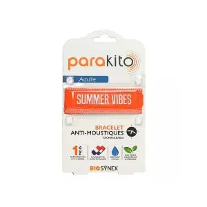 Parakito Bracelet Anti-Moustiques Adulte Rechargeable Orange Summer Vibes