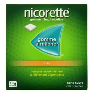 Nicorette 2 mg Fruits Sans Sucre 210 Gommes à Mâcher - Pharmacie Agnès Praden à Alès
