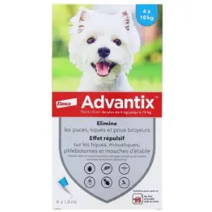 Elanco Advantix Petit Chien 4 à 10 kg 4 Pipettes 1 ml