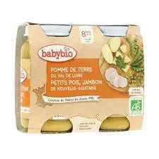 Babybio Petits Pois Pomme de Terre Jambon 2*200g - Pharmacie Agnès Praden à Alès