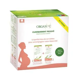 Organyc Serviettes pour Accompagner Votre Maternité 100% Coton Bio
