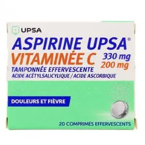 Upsa Aspirine Vitaminée C 330mg 20 Comprimés Effervescents