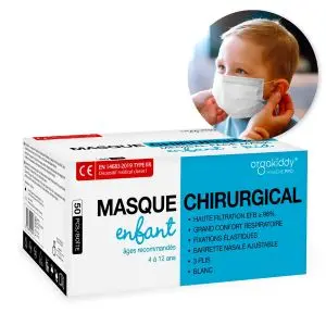 Orgakiddy Masques Chirurgicaux pour Enfants Boite de 50