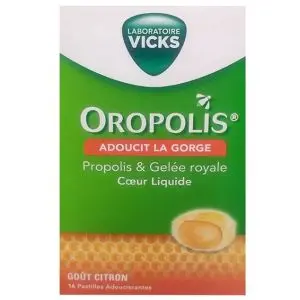 Vicks Oropolis Coeur Liquide Gelée Royale Goût Citron 16 Pastilles