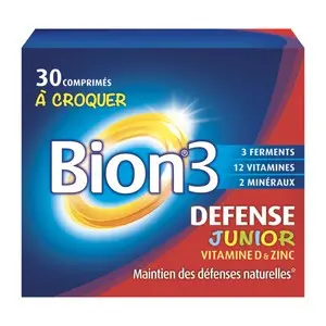 Bion 3 junior goût framboise 30 comprimés - Pharmacie Agnès Praden à Alès