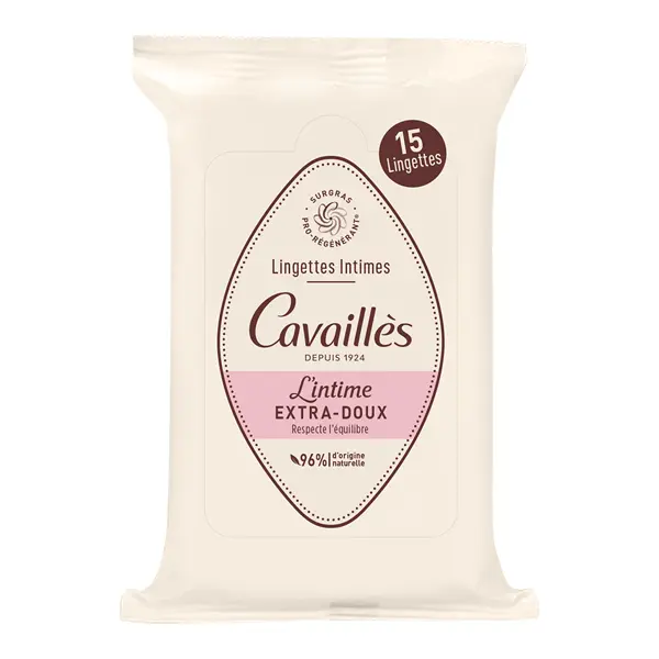 Cavaillès Lingettes Intimes Extra-Doux 15 lingettes - Pharmacie Agnès Praden à Alès
