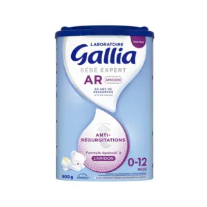 Gallia Bébé Expert Anti-Régurgitation AR Amidon Lait 0 - 12 Mois 800g