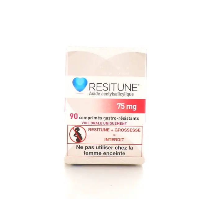 Resitune Acide acétylsalicylique 75 mg, Comprimé Gastro-Résistant Boite De 90