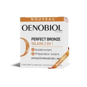 Oenobiol Perfect Bronze Solaire 2 en 1 Autobronzant et Préparateur Solaire 30 Capsules Végétales