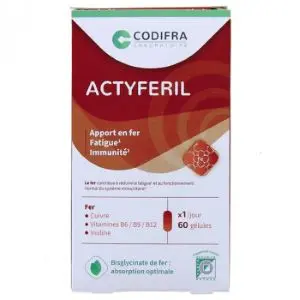 Codifra Actyferil Fer, Fatigue & Immunité x60 Gélules - Pharmacie Agnès Praden à Alès