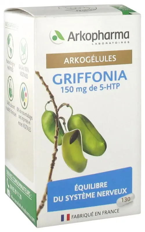 Arkopharma Arkogélules Griffonia 150 mg 5-HTP 130 Gélules - Pharmacie Agnès Praden à Alès