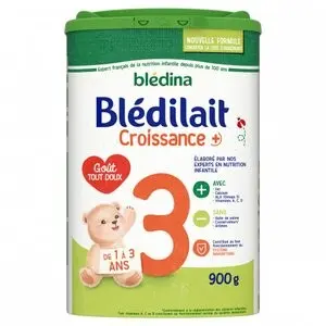 Blédina Bledilait Lait en Poudre Croissance+ Goût Tout Doux De 1 à 3 ans 900g