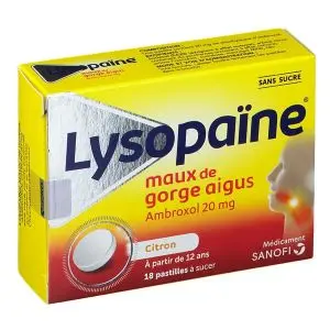 Sanofi Lysopaïne Ambroxol Citron x18 Pastilles