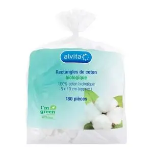 Alvita Rectangles de Coton Bio x 180