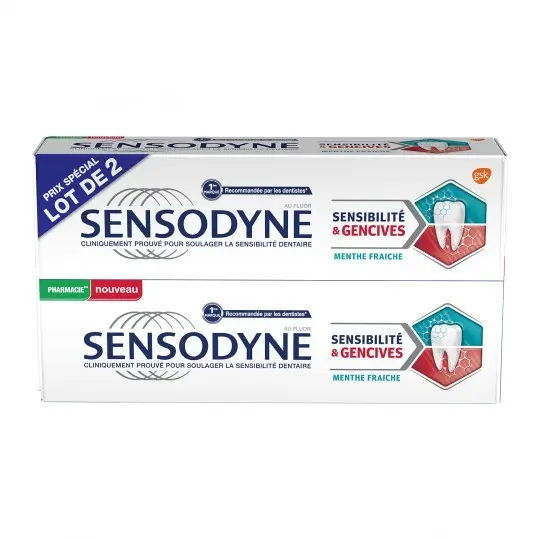 Sensodyne Sensibilité & Gencives Menthe Fraîche Lot de 2 x 75 ml