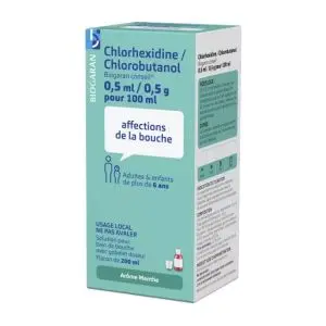 Biogaran Chlorhexidine/Chlorobutanol Solution Pour Bain De Bouche 200 ml