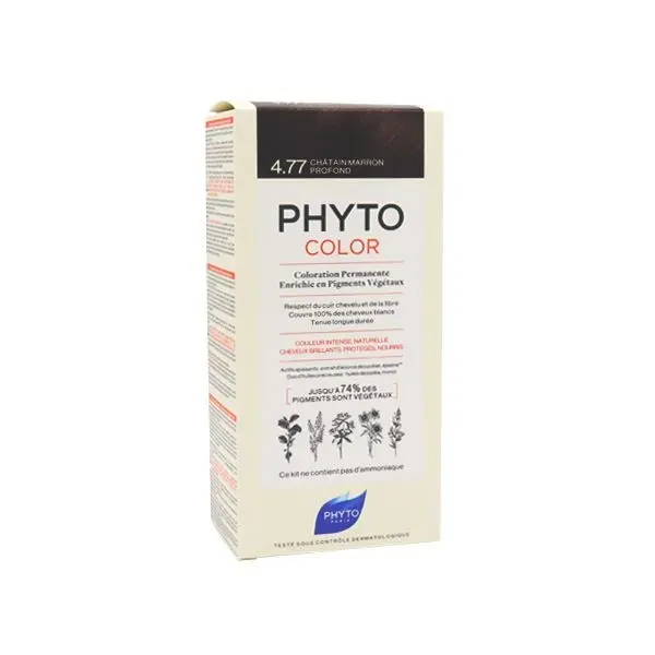 Phytocolor 4.77 châtain marron profond coloration permanente 112ml - Pharmacie Agnès Praden à Alès