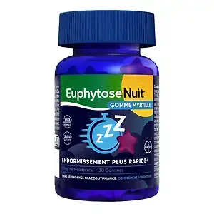 Euphytose Nuit Gomme Myrtille 1mg 30 Gommes - Pharmacie Agnès Praden à Alès