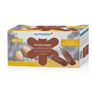 Nutrisens Madeleines Longues Saveur Chocolat HP/HC 4x6 Sachets 125g