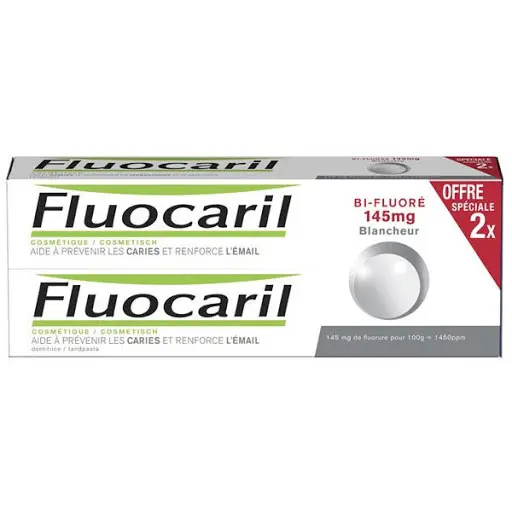 Fluocaril Dentifrice Blancheur Bi-Fluoré Lot de 2 x 75 ml