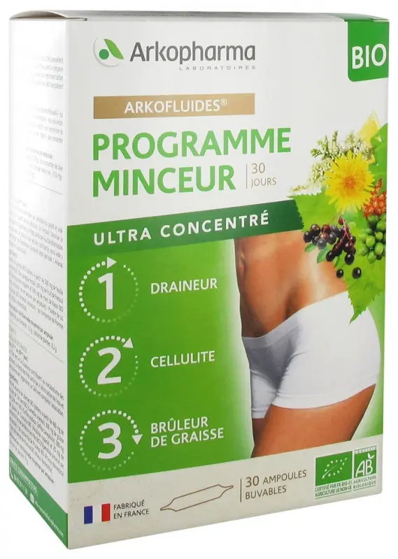 Arkopharma Arkofluides Programme Minceur Bio 30 Ampoules - Pharmacie Agnès Praden à Alès