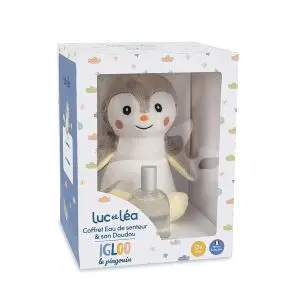 Gilbert Luc Et Léa Coffret Peluche Pingouin et Eau de senteur Dès La Naissance 50ml