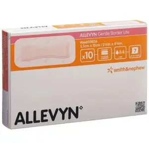 Smith+Nephew Allevyn Gentle Border Lite - Pansement Hydrocellulaire Siliconé Extra Mince 5.5 x 12 cm Boîte/10