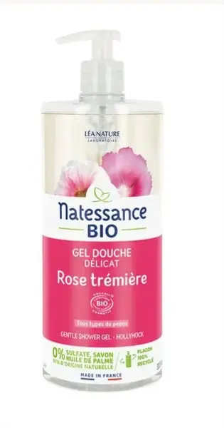 Natessance Gel Douche Délicat Rose Trémière 1 L