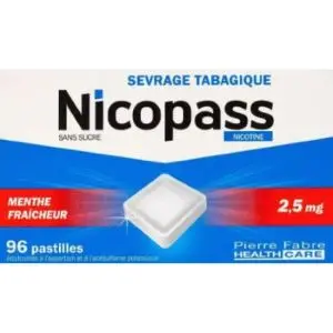 Pierre Fabre Nicopass 2,5mg Pastilles Sans Sucre Menthe Fraîcheur