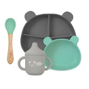Remond Set Repas En Silicone Gris Nuancé Mint