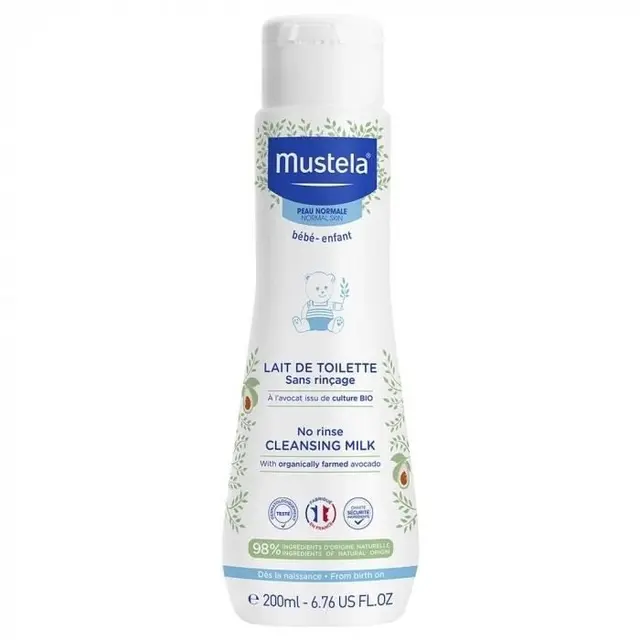Mustela lait de toilette sans rinçage à l'avocat bio 200ml