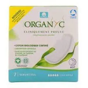 Organyc 7 Serviettes Hygiéniques Nuit Flux Extra